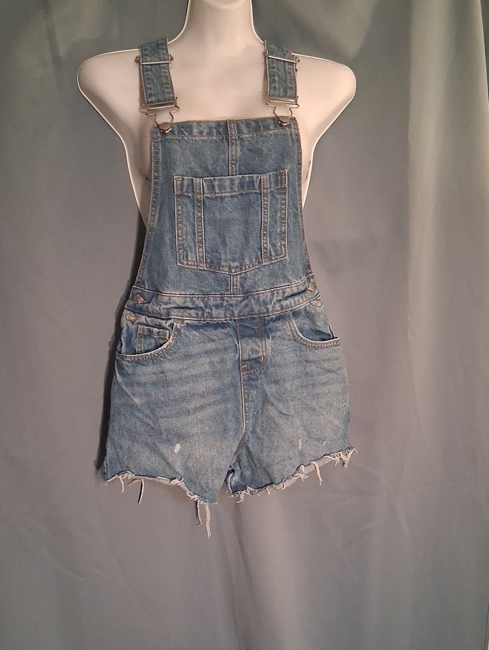 Classic Light Blue Denim Kids Overall Shorts